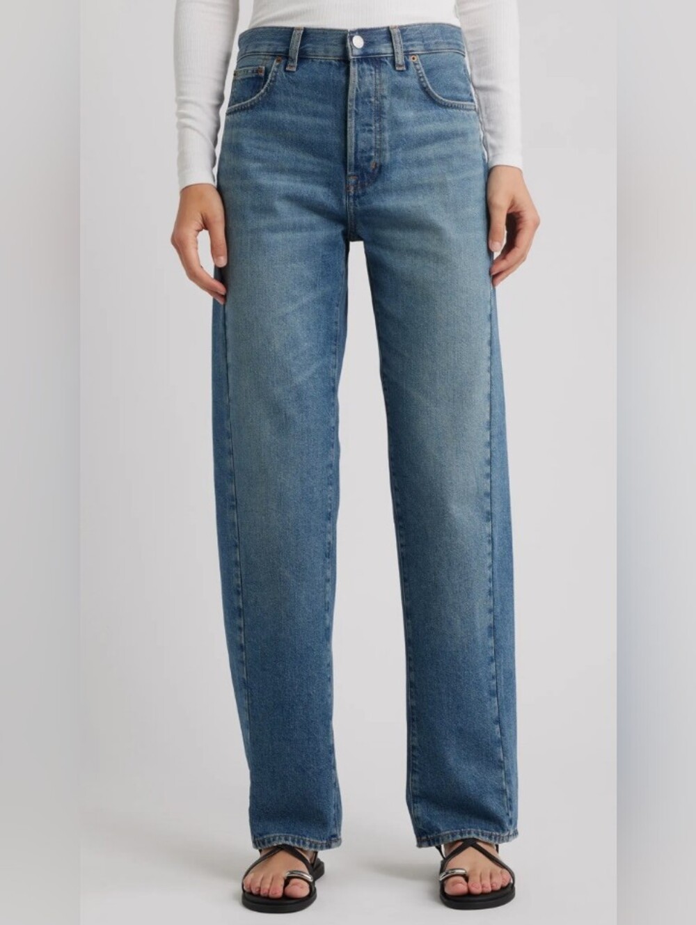 MADEWELL Jeans The Pieced Barrel Leg 25 Tall/Long NEW NWOT Blue